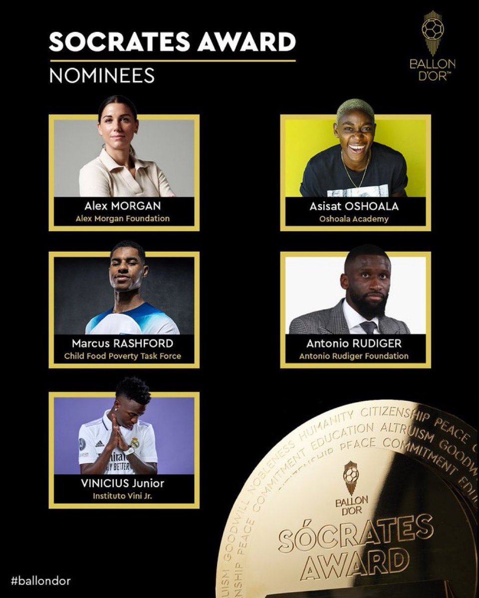 Vinicius y Rüdiger nominados a los premios Sócrates.