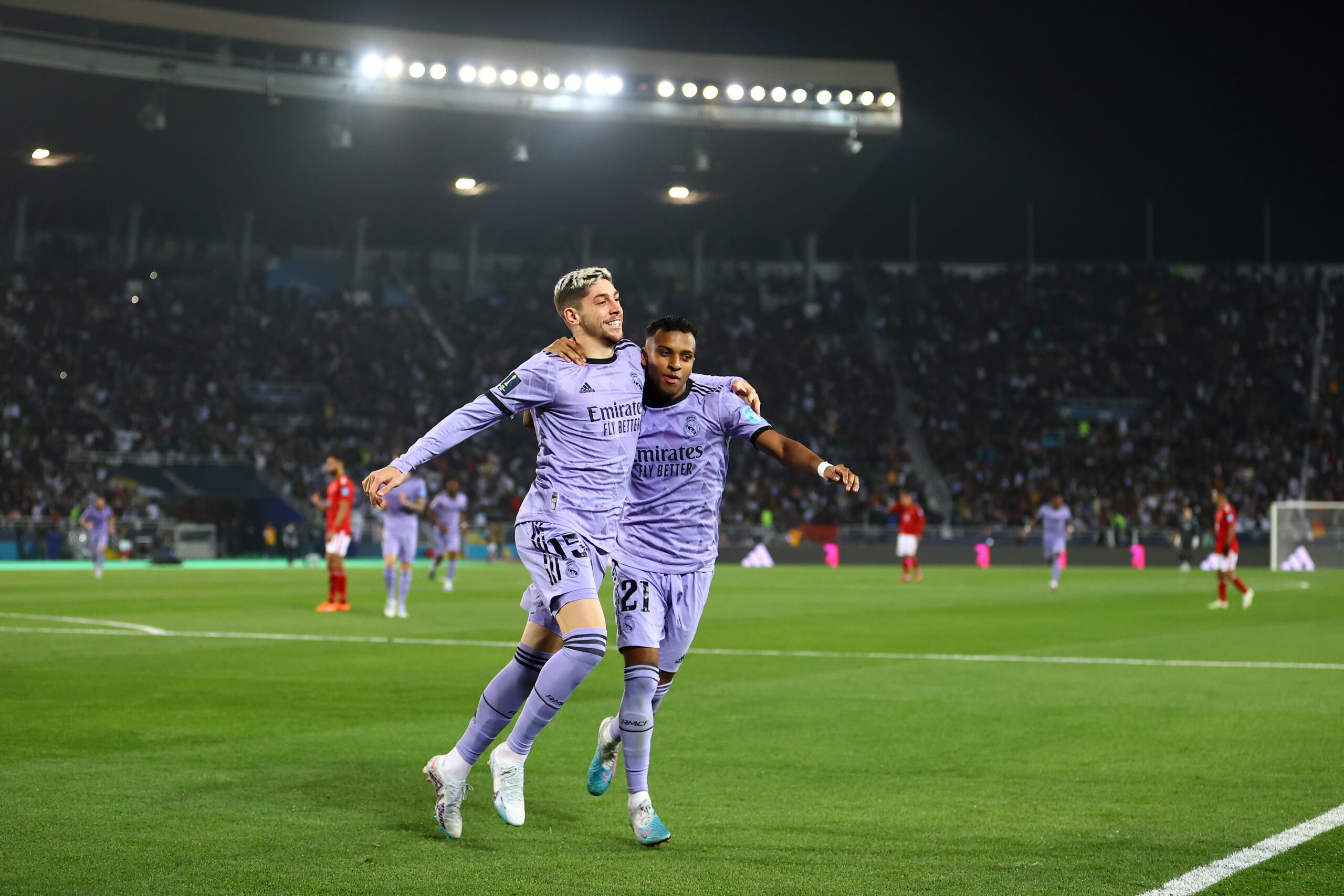 Rodrygo y su gran amigo Fede Valverde. Foto: Getty Images.