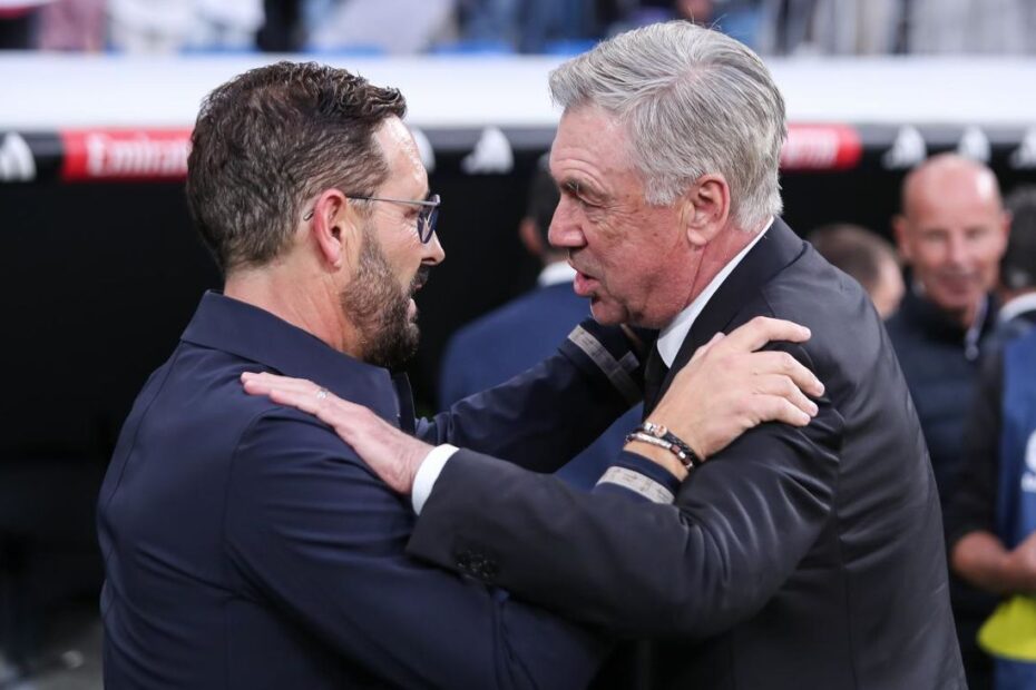 La amistad entre Bordalás y Ancelotti. Foto: Getty Images.