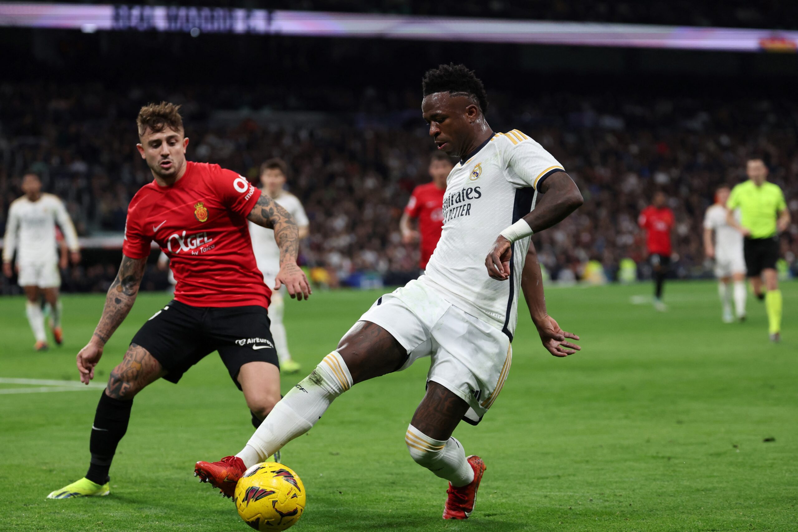 Vinicius pegó la vuelta al campo de juego. Foto: Getty Images.