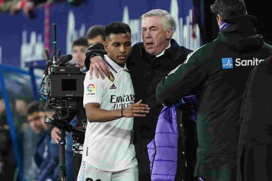 Ancelotti y Rodrygo. Foto: Getty Images.